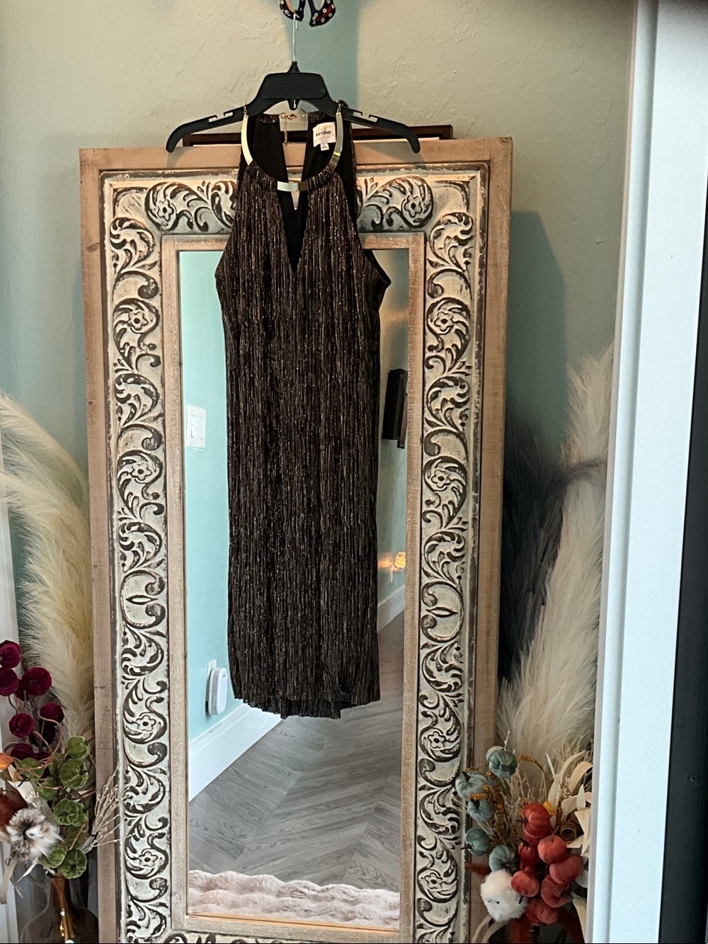 Sleeveless Metallic Black Cocktail Dress